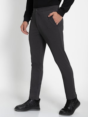 black trousers and grey blazer