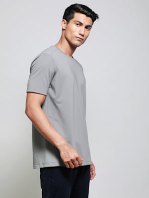 Cotton Half Sleeve Mens Round Neck Plain Blue T Shirt, Size: S-XXL