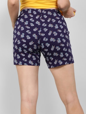 Buy Women's Super Combed Cotton Relaxed Fit Sleep Shorts with Convenient  Side Pockets - Classic Navy RX72