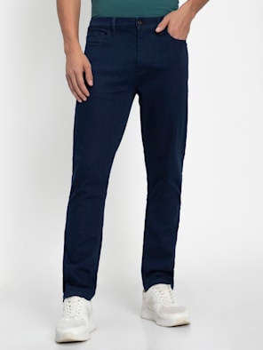 Ankle Length Slim Fit Navy Blue Armani Mens Formal Pant Cropped Pants  Handwash
