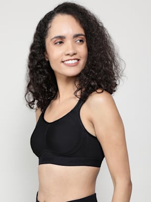 Women's Wirefree Padded Tactel Nylon Elastane Stretch Full Coverage  Optional Cross Back Styling Sports Bra with Stay Dry Treatment - Midnight  Sail