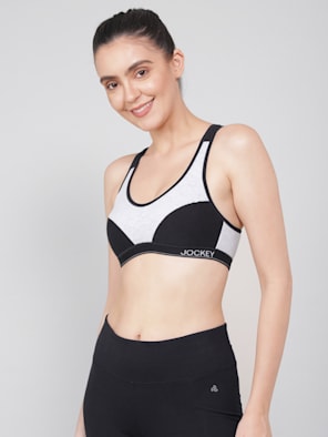 Buy Women's Wirefree Padded Tactel Nylon Elastane Stretch Full Coverage Racer  Back Styling Sports Bra with Stay Dry Treatment - Black AP20