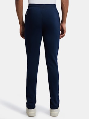 Buy JOCKEY Navy Solid Cotton Blend Slim Fit Men's Track Pants