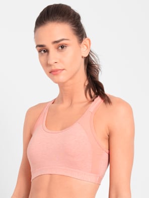 Buy Women's Wirefree Non Padded Super Combed Cotton Elastane Stretch Full  Coverage Slip-On Active Bra with Wider Straps and Moisture Move Treatment -  Pink Lady Melange 1376