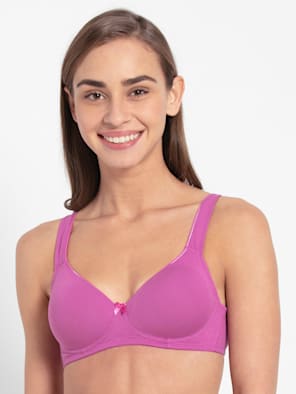 Buy Women's Wirefree Padded Super Combed Cotton Elastane Stretch Full  Coverage T-Shirt Bra with Cross Over Fit and Adjustable Straps - Lavender  Scent FE40