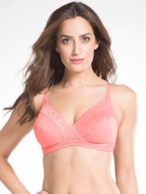 Women's Wirefree Padded Super Combed Cotton Elastane Stretch Full Coverage  T-Shirt Bra with Broad Fabric Straps - Peach Blossom