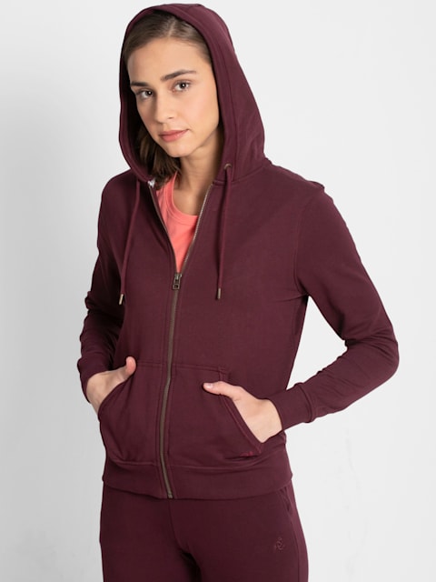 Women's Super Combed Cotton French Terry Fabric Hoodie Jacket with Side  Pockets - Blush Pink