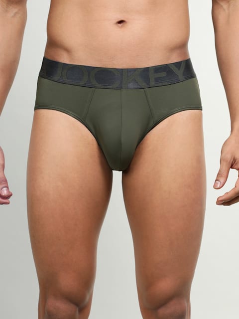 Buy Men's Tactel Microfiber Elastane Stretch Solid Brief with Moisture Move  Treatment - Forest Night IC27