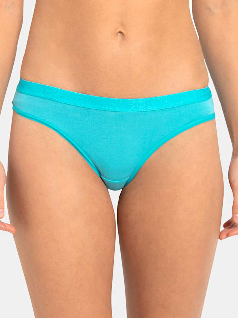Women's Medium Coverage Super Combed Cotton Elastane Stretch Mid Waist  Bikini With Exposed Waistband and StayFresh Treatment - Assorted  Colors(Pack of