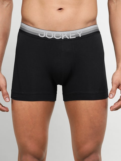 Buy Men's Super Combed Cotton Elastane Stretch Solid Trunk with Ultrasoft  Waistband - Black US20