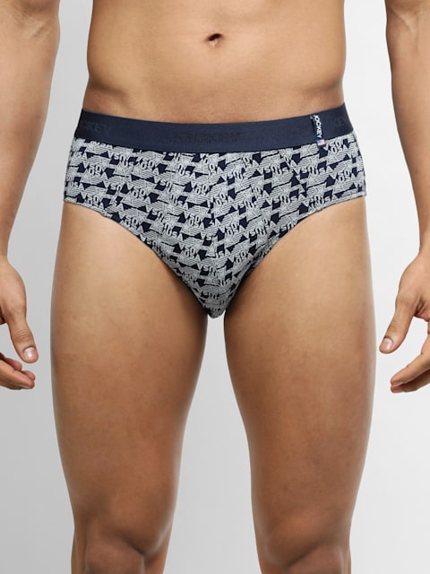Buy Men's Super Combed Cotton Printed Brief with Ultrasoft Waistband - Navy US52 Jockey India