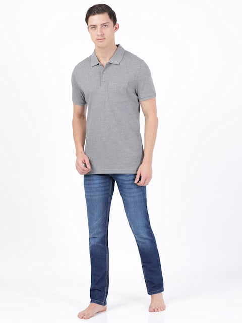 Buy Men's Super Combed Cotton Rich Solid Half Sleeve Polo T-Shirt with ...
