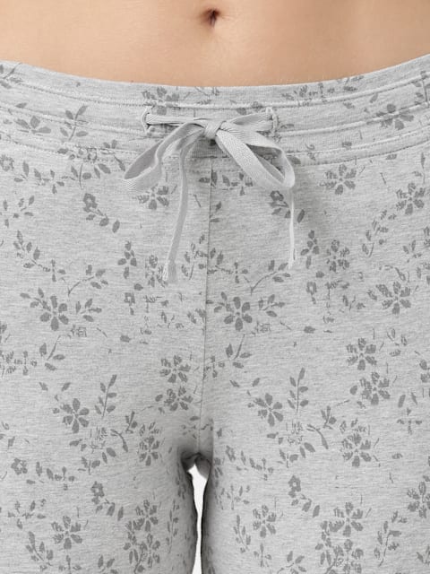 Buy Women's Super Combed Cotton Elastane Stretch Slim Fit Trackpants With  Side Pockets - Lt Grey Melange Printed 1301