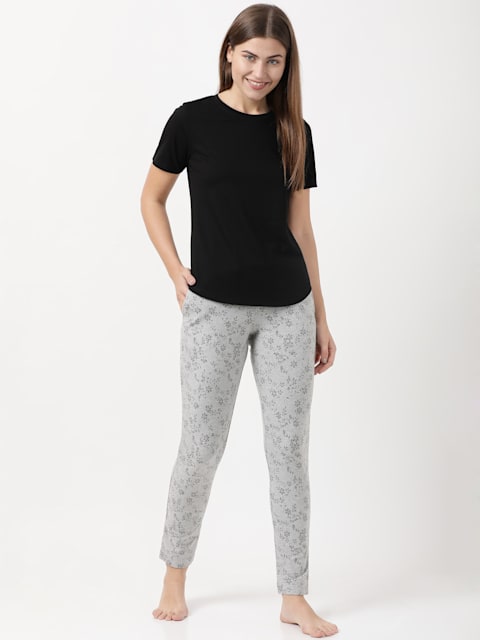 Buy Jockey Style 1301 Women's Super Combed Cotton Elastane Stretch Slim Fit  Trackpants With Side Pockets - Charcoal Melange Printed Online at Best  Prices in India - JioMart.