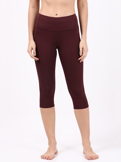 Kryptic Women Cotton Stretched Solid Maroon colour Mid-Ankle length Legging