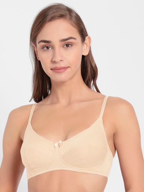 Women's Wirefree Non Padded Super Combed Cotton Elastane Stretch Full  Coverage Everyday Bra with Soft Adjustable Straps - Skin