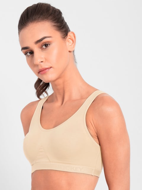 Buy Women's Wirefree Non Padded Super Combed Cotton Elastane Stretch Full  Coverage Slip-On Active Bra with Wider Straps and Moisture Move Treatment -  Skin 1376