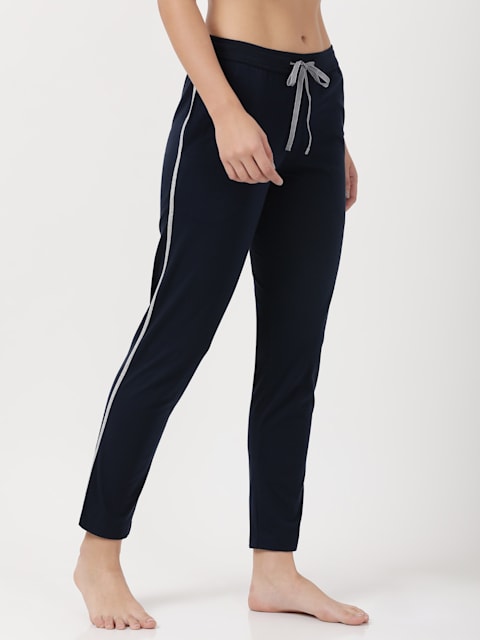 Women's Super Combed Cotton Elastane Stretch French Terry Straight Fit  Trackpants with Side Pockets - Beetle