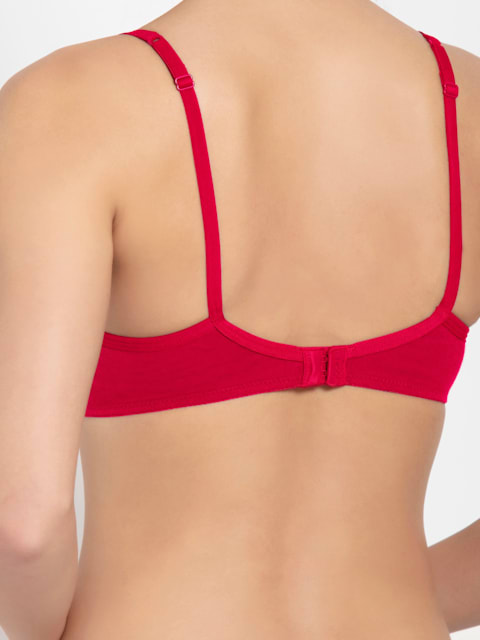 Buy Women's Wirefree Padded Super Combed Cotton Elastane Stretch Medium  Coverage Lace Styling T-Shirt Bra with Adjustable Straps - Sangria Red 1723