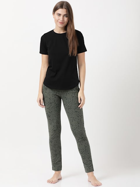 Buy Jockey Style 1301 Women's Super Combed Cotton Elastane Stretch Slim Fit  Trackpants With Side Pockets - Black Printed Online at Best Prices in India  - JioMart.