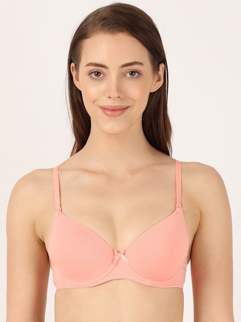 Buy Women's Under-Wired Padded Super Combed Cotton Elastane Stretch Medium  Coverage Multiway Styling T-Shirt Bra with Detachable Straps - Candlelight  Peach 1245