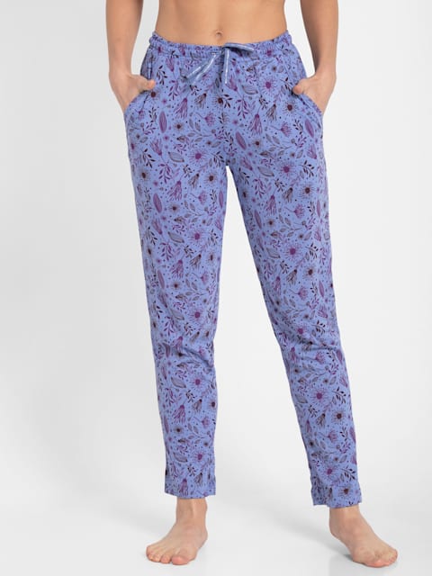 Buy Womens Micro Modal Cotton Relaxed Fit Printed Pyjama with Lace Trim on  Pockets  Iris Blue RX09  Jockey India