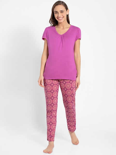 Buy Women's Micro Modal Cotton Relaxed Fit Printed Pyjama with