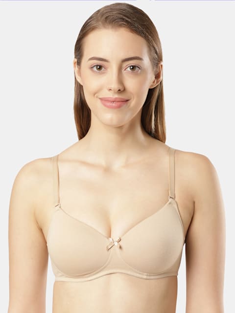 Buy Women's Wirefree Padded Super Combed Cotton Elastane Stretch Medium  Coverage Multiway Styling T-Shirt Bra with Detachable Straps - Beet Red  FE23