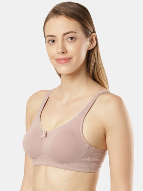 Buy Women's Wirefree Non Padded Super Combed Cotton Elastane Stretch Full  Coverage Everyday Bra with Concealed Shaper Panel and Broad Fabric Straps -  Mocha FE41