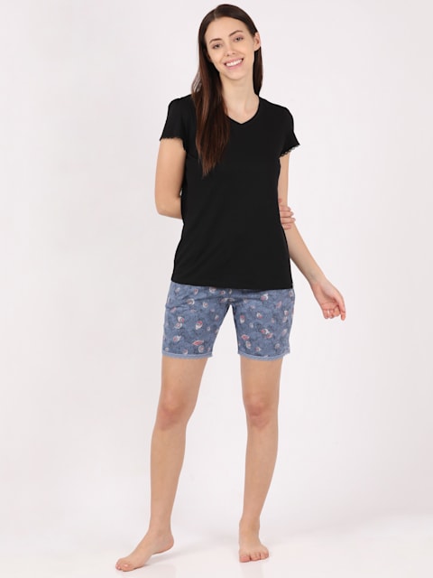 Buy Women's Micro Modal Cotton Relaxed Fit Printed Shorts with