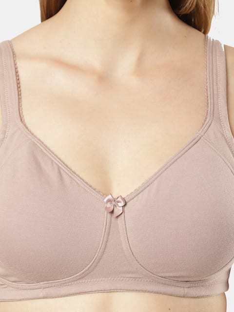 Buy Women's Wirefree Non Padded Super Combed Cotton Elastane Stretch Full  Coverage Plus Size Bra with Side Panel Support and Plush Lining Cup - Mocha  ES24