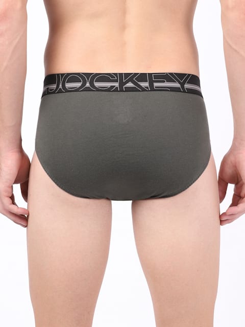 Men's Super Combed Cotton Solid Brief with Ultrasoft Waistband - Charcoal  Melange(Pack of 2)
