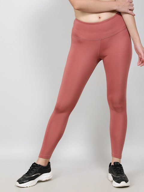 Women's Microfiber Elastane Stretch Performance 7/8th Leggings with Back  Waistband Pocket and Stay Dry Technology - Withered Rose