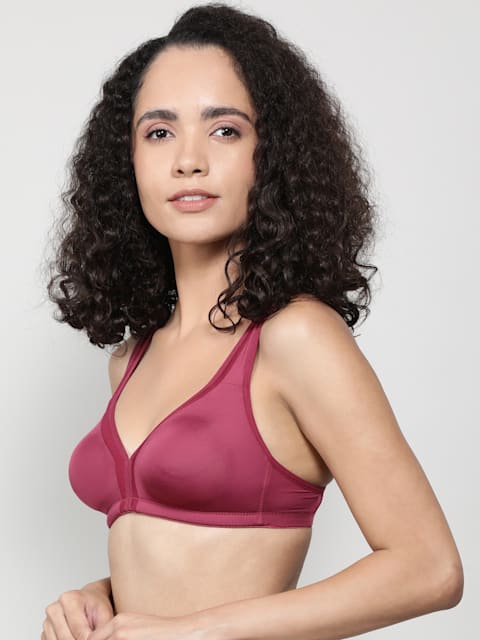 Buy Women's Wirefree Non Padded Soft Touch Microfiber Nylon Elastane  Stretch Full Coverage Everyday Bra with Stylised Mesh Panel - Skin 1820