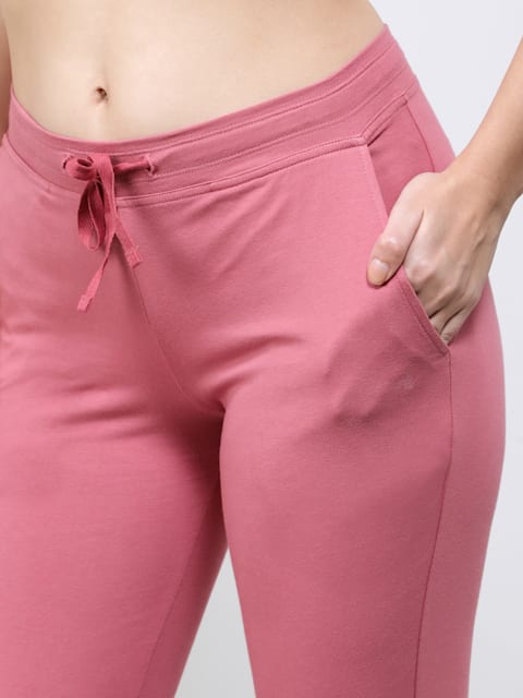 Buy Women's Super Combed Cotton Elastane Stretch Slim Fit Solid Capri with  Side Pockets - Rose Wine 1300