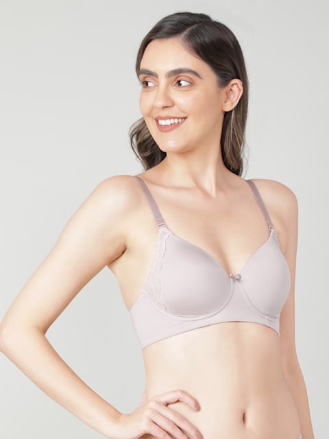 Buy Jockey 1816 Wirefree Padded Full Coverage Lace Styled T-Shirt Bra -  Fragrant Lily at Rs.1199 online