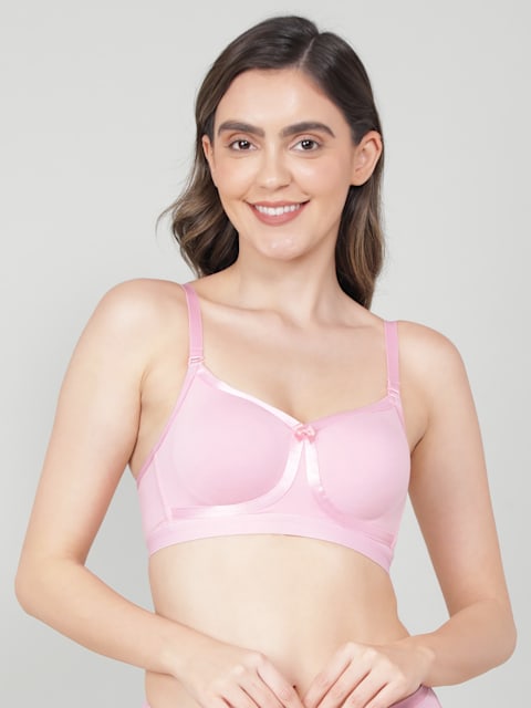 Women's Wirefree Non Padded Super Combed Cotton Elastane Stretch Full  Coverage Everyday Bra with Detachable Straps and Double Layered Cup - Candy  Pink