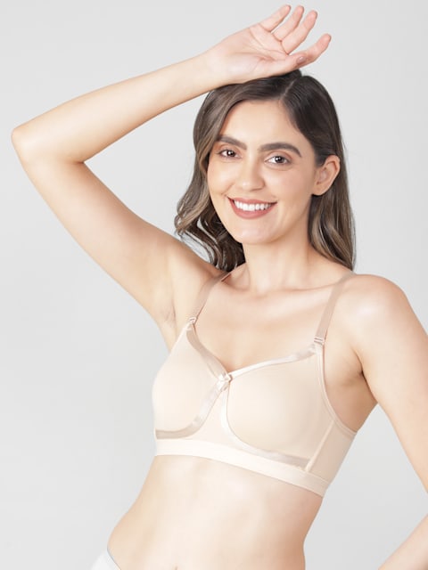 Buy Women's Wirefree Non Padded Super Combed Cotton Elastane Stretch Full  Coverage Everyday Bra with Detachable Straps and Double Layered Cup - Light  Skin 1252
