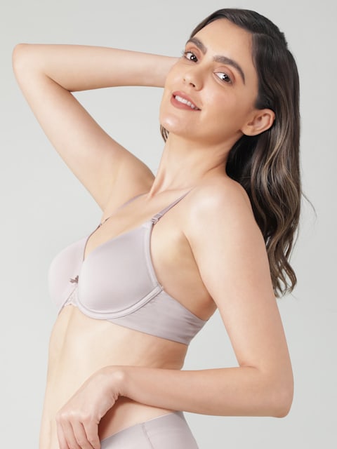 Buy Women's Under-Wired Padded Soft Touch Microfiber Nylon Elastane Stretch  Full Coverage Lace Styling Multiway T-Shirt Bra with Adjustable Straps -  Mocha 1817