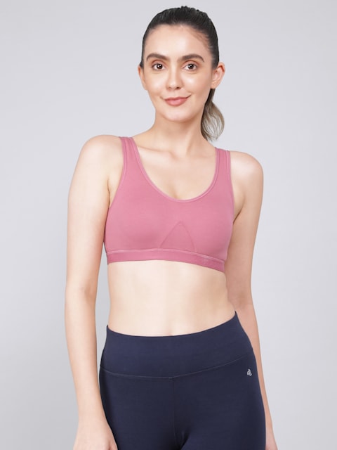Buy Women's Wirefree Non Padded Super Combed Cotton Elastane Stretch Full  Coverage Slip-On Active Bra with Wider Straps and Moisture Move Treatment - Rose  Wine 1376
