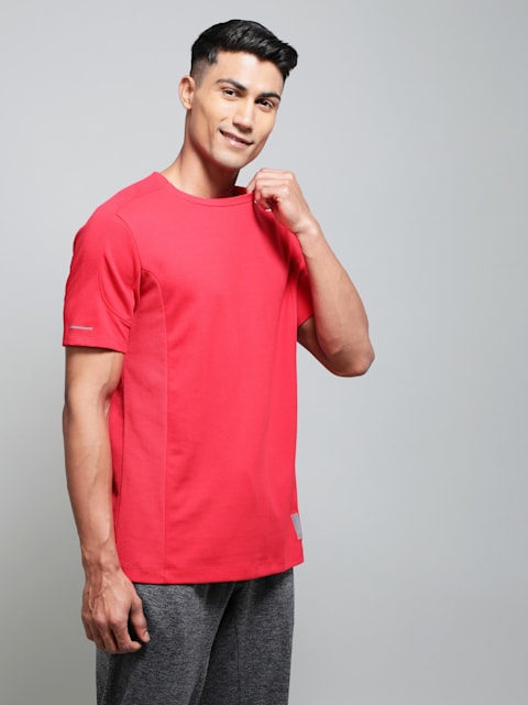 Buy Men's Super Combed Cotton Blend Solid Round Neck Half Sleeve T-Shirt  with Stay Fresh Treatment - Move Blue MV01