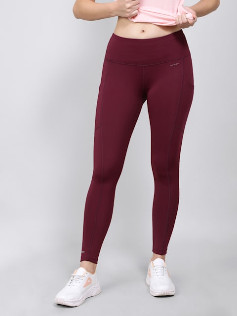 Women's Microfiber Elastane Stretch Performance Leggings with Breathable  Mesh and Stay Dry Technology - Grape Wine