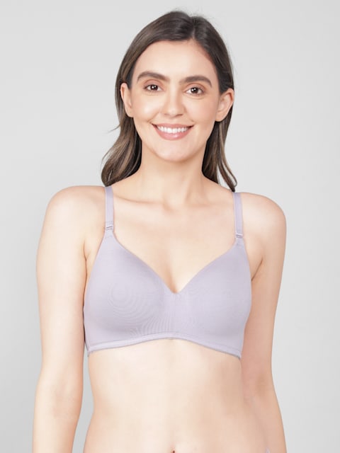 Women's Wirefree Padded Tencel Lyocell Elastane Stretch Full Coverage  Multiway T-Shirt Bra with Adjustable Straps - Minimal Grey