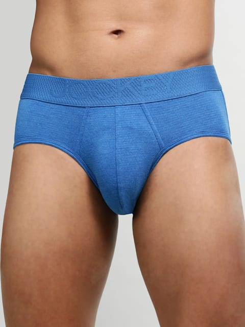 Men's Bamboo Cotton Elastane Mesh Brief with Ultrasoft Waistband and Stay  Dry Treatment - Move Blue Melange