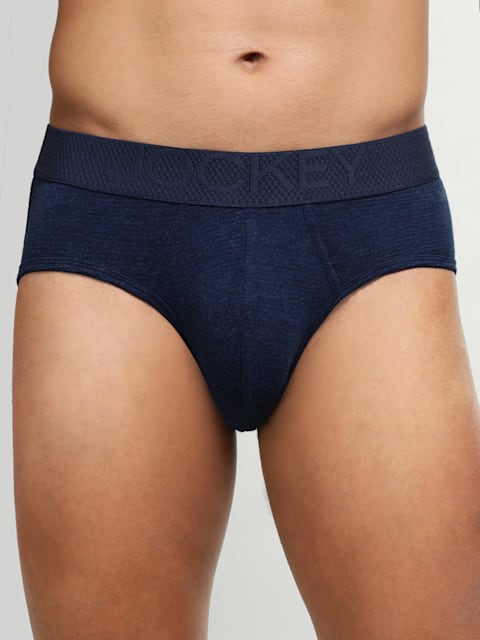 Men's Bamboo Cotton Elastane Mesh Brief with Ultrasoft Waistband and Stay  Dry Treatment - Navy Melange