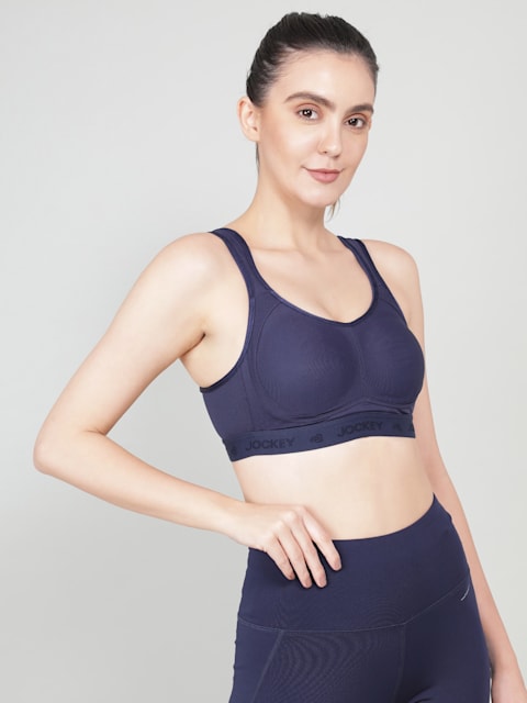 Women's Wirefree Non Padded Microfiber Elastane Stretch Full Coverage  Performance Sports Bra with StayDry Treatment - Peacot
