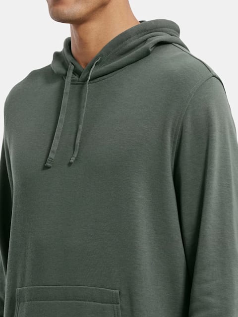 Men's Super Combed Cotton Rich Fleece Fabric Sweatshirt with Stay Warm  Treatment - Deep Olive