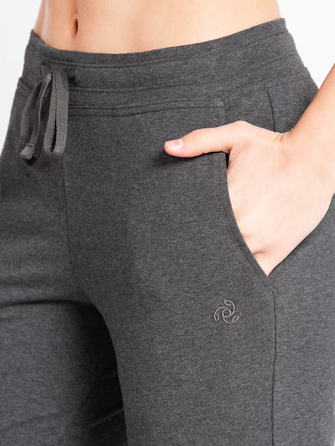 Women's Super Combed Cotton Elastane Stretch Slim Fit Joggers with Side  Pockets - Beetle