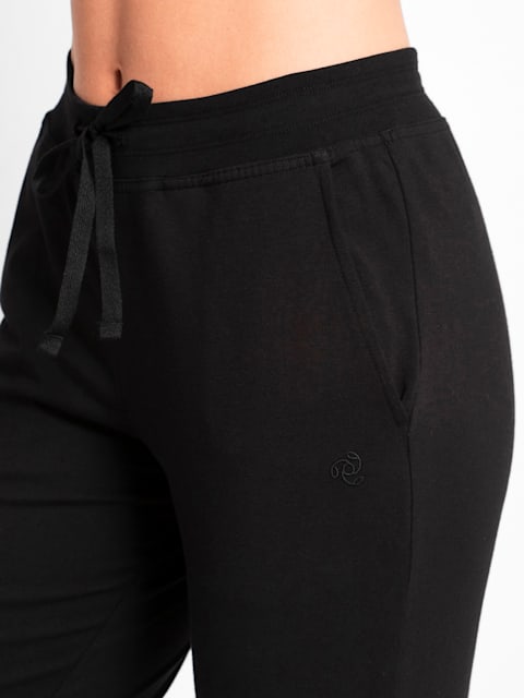 Buy Women's Super Combed Cotton Elastane Stretch Slim Fit Trackpants With Side  Pockets - Black 1301