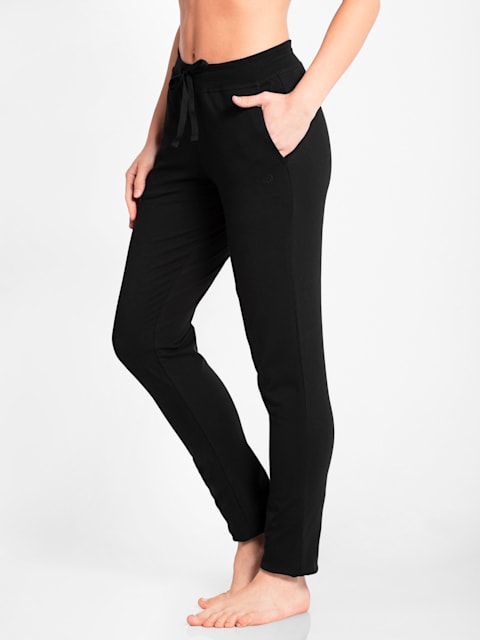 Buy Men's Super Combed Cotton Rich Slim Fit Trackpants with Side and Back  Pockets - Black & Grey Melange 9501 | Jockey India
